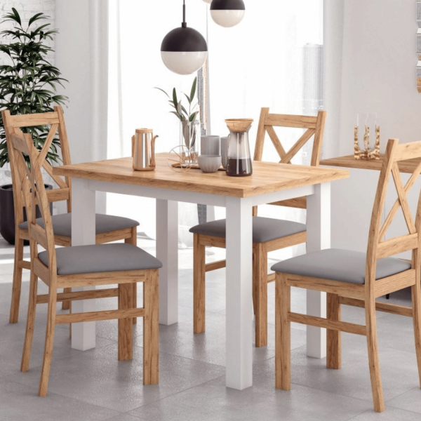 Nowoczesne Krzesło Kuchenne Loft Do Jadalni Salonu Szare Dąb Złoty Craft BILO
