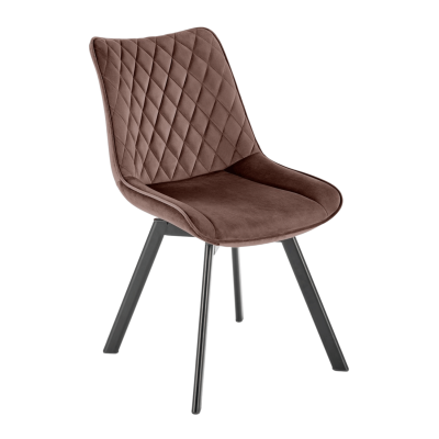 Tapicerowane Pikowane Krzesło do Salonu Loft Mokka Czarne Metalowe K520 Halmar