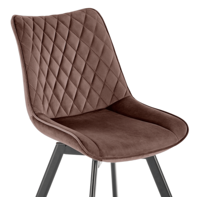 Tapicerowane Pikowane Krzesło do Salonu Loft Mokka Czarne Metalowe K520 Halmar