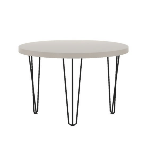 Mały Stół Okrągły 80 cm Kawowy Kaszmirowy Beżowy Do Salonu Loft IRIX