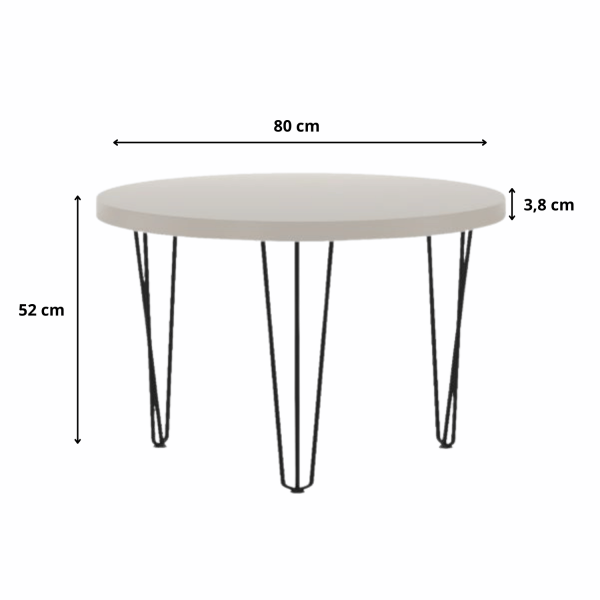 Mały Stół Okrągły 80 cm Kawowy Kaszmirowy Beżowy Do Salonu Loft IRIX