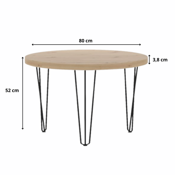 Nowoczesny Mały Stół Okrągły 80 cm Kawowy Do Salonu Loft Dąb Artisan IRIX