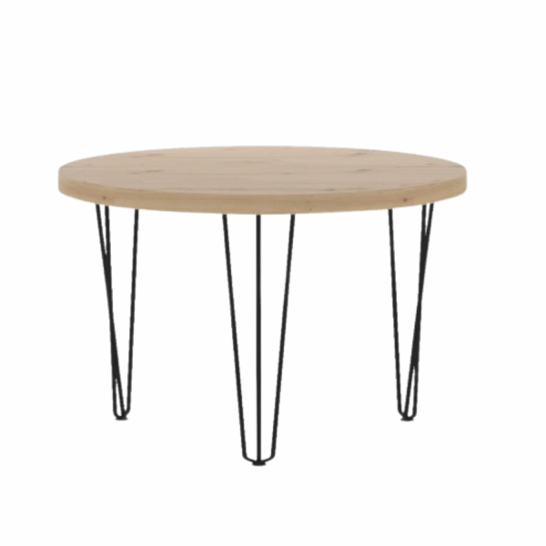 Nowoczesny Mały Stół Okrągły 80 cm Kawowy Do Salonu Loft Dąb Artisan IRIX