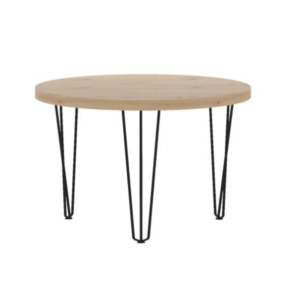 Mały Stół Okrągły 80 cm Kawowy Nowoczesny Dąb Złoty Craft Ława Do Salonu Loft IRIX