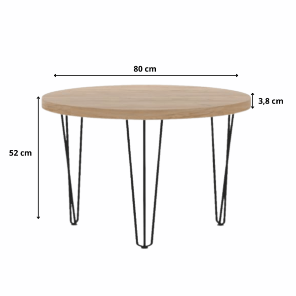 Mały Stół Okrągły 80 cm Kawowy Nowoczesny Dąb Złoty Craft Ława Do Salonu Loft IRIX