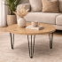 Mały Stół Okrągły 80 cm Kawowy Nowoczesny Dąb Złoty Craft Ława Do Salonu Loft IRIX