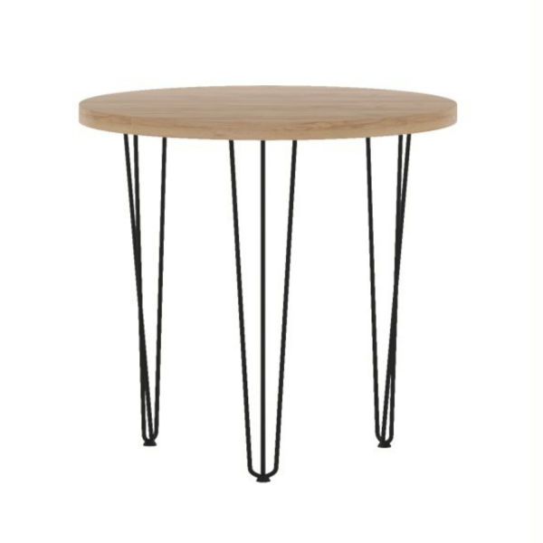 Stół Okrągły Loft Nowoczesny Mały 80 cm Dąb Złoty Craft Czarny Do Salonu Jadalni NOMA