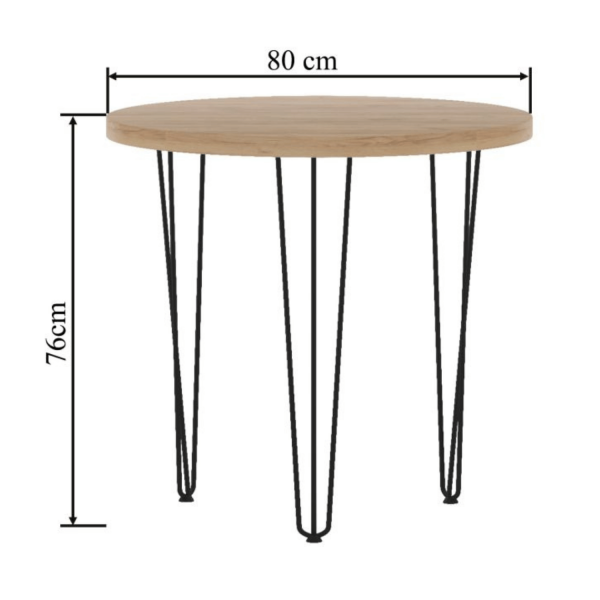 Stół Okrągły Loft Nowoczesny Mały 80 cm Dąb Złoty Craft Czarny Do Salonu Jadalni NOMA