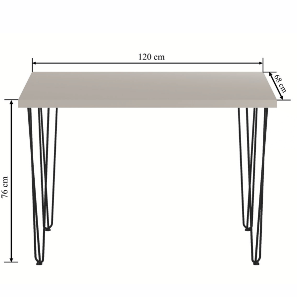 Stół Kuchenny Prostokątny Loft Nowoczesny 68x120 cm Beżowy Kaszmirowy Do Salonu Jadalni NOMA