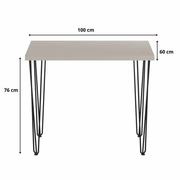 Stół Kuchenny Loft Nowoczesny 60x100 cm Prostokątny Beżowy Kaszmirowy Do Salonu Jadalni NOMA