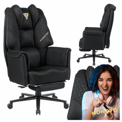 Fotel Obrotowy Gamingowy Ergonomiczny Do Biurka Biurowy Nowoczesny Czarny MOVI