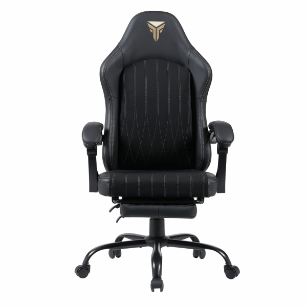 Czarny Fotel Biurowy Gamingowy Obrotowy Ergonomiczny Z Podnóżkiem Do Biura LUX