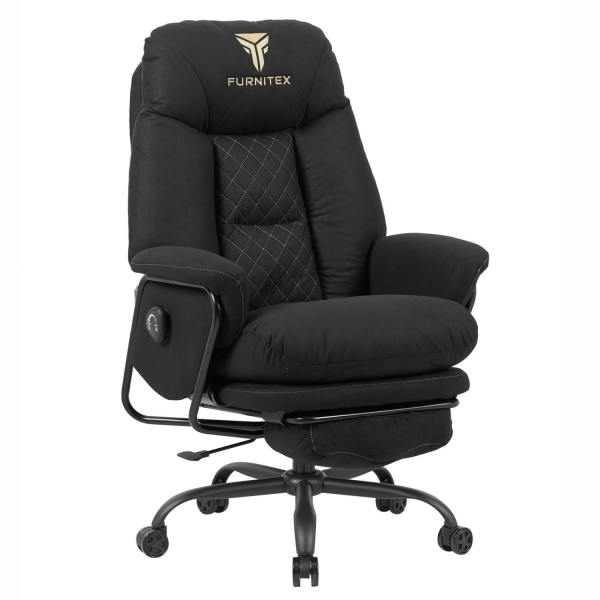 Wygodny Fotel Obrotowy Biurowy Gamingowy Ergonomiczny Z Podnóżkiem Do Biura Pokoju Czarny ROYAL