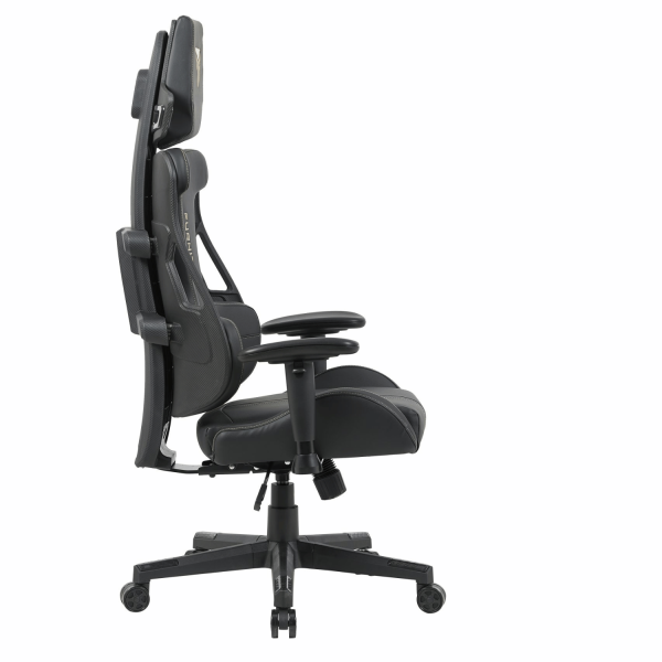 Obrotowy Fotel Skórzany Gamingowy Biurowy Ergonomiczny Z Podłokietnikami Czarny KING