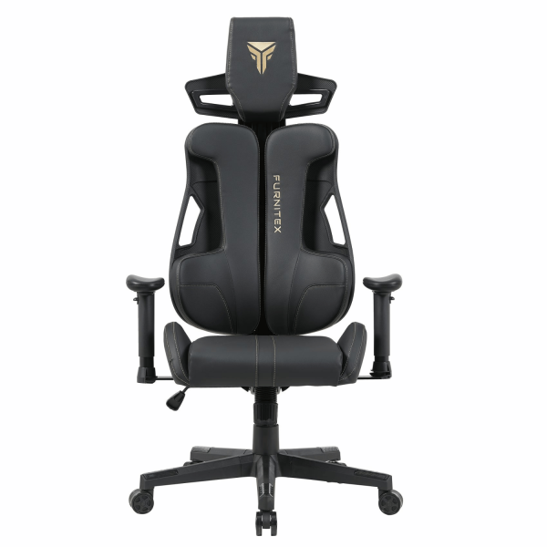 Obrotowy Fotel Skórzany Gamingowy Biurowy Ergonomiczny Z Podłokietnikami Czarny KING
