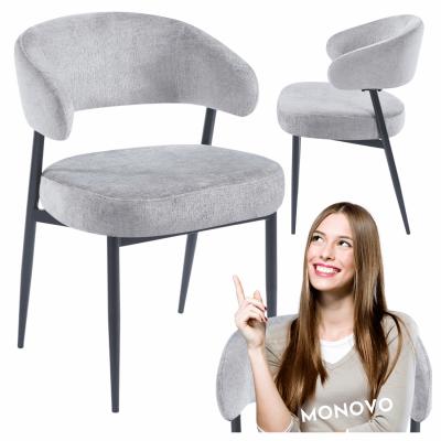 Nowoczesne Krzesło Tapicerowane Do Jadalni Salonu Szare Loft Ze Sprężynami Kieszeniowymi W Siedzisku TIAGO
