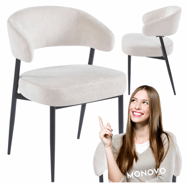 Krzesło Tapicerowane Do Jadalni Salonu Beżowe Kaszmirowe Nowoczesne Loft Ze Sprężynami Kieszeniowymi W Siedzisku TIAGO