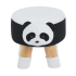 Miękka Pufa Okrągła Panda Podnóżek Drewniane Nogi Do Pokoju Dla Dzieci Czarna Biała KIKI