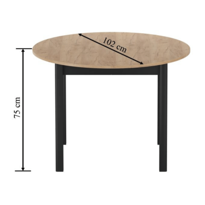 Stół Rozkładany Okrągły Kuchenny Do Jadalni Salonu Kuchni Loft Dąb Złoty Craft ELEN