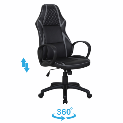 Fotel Biurowy Obrotowy Do Biura Gabinetu Ergonomiczny Eco Skóra Czarny TINA