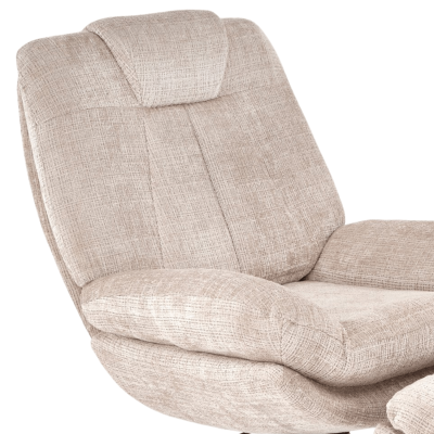 Nowoczesny Fotel Wypoczynkowy z Podnóżkiem z Funkcją Bujania Obracania do Salonu Loft Beżowy DECLAN Halmar