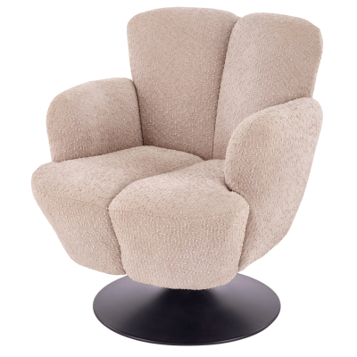 Nowoczesny Fotel Wypoczynkowy Obrotowy z Podłokietnikami do Salonu Loft Beżowy Skandynawski FRESH Halmar