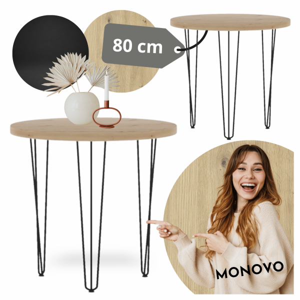 Mały Okrągły Stół Nowoczesny Do Salonu Jadalni 80 cm Loft Dąb Artisan XAVI