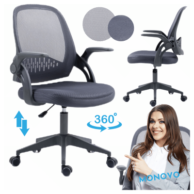 Fotel Obrotowy Do Biurka Biura Tapicerowany Ergonomiczny Do Komputera Szary RORA