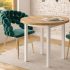 Okrągły Stół 80 cm Loft Nowoczesny Kuchenny Do Jadalni Salonu Dąb Złoty Craft ANEL