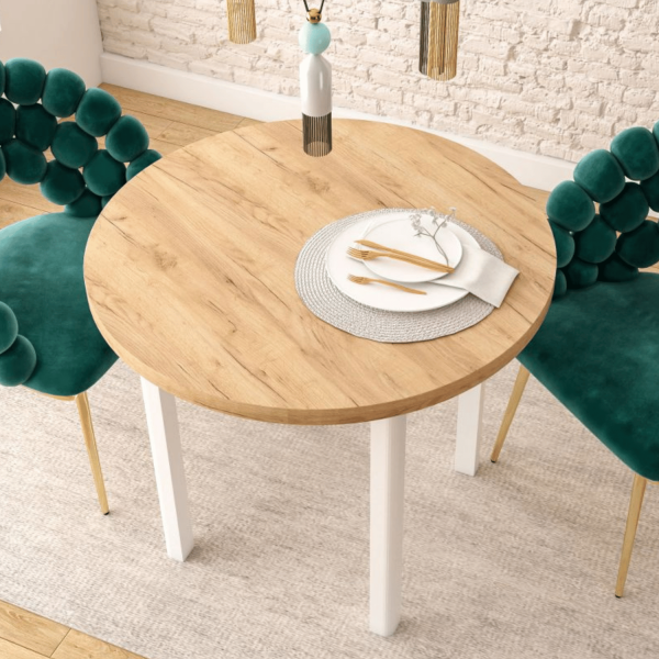 Okrągły Stół 80 cm Loft Nowoczesny Kuchenny Do Jadalni Salonu Dąb Złoty Craft ANEL