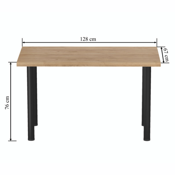 Stół Do Jadalni Salonu Kuchni Kuchenny Loft Nowoczesny Czarny Mat Dąb Złoty Craft LIBRE