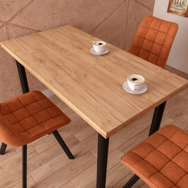 Stół Do Jadalni Salonu Kuchni Kuchenny Loft Nowoczesny Czarny Mat Dąb Złoty Craft LIBRE