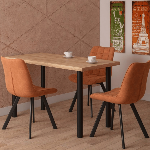 Stół Do Jadalni Salonu Kuchni Kuchenny Loft Nowoczesny Czarny Mat Dąb Złoty Craft LIBRE