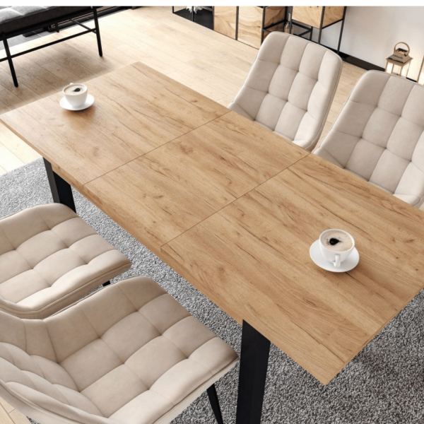 Duży Stół Rozkładany Nowoczesny Do Jadalni Salonu Kuchni Dąb Złoty Craft Czarny Loft SARI