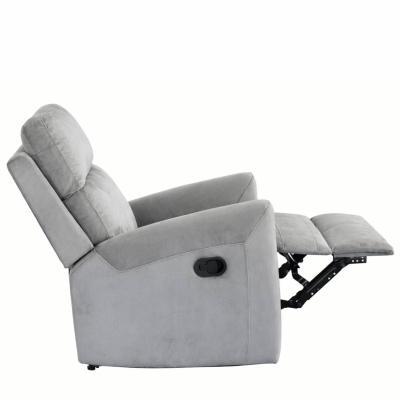 Rozkładany Fotel Wypoczynkowy do Salonu Szary Welurowy do Spania Tapicerowany Velvet FLEXO
