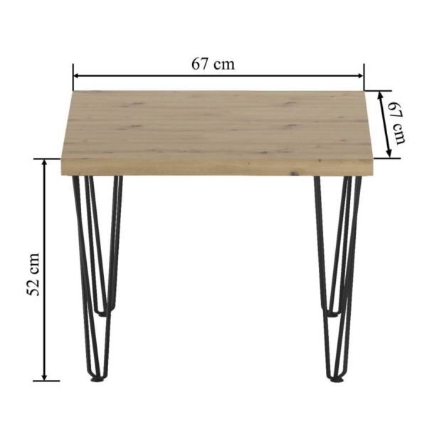 Nowoczesny Mały Stolik Kawowy Ława Do Salonu 67x67 cm Loft Dąb Artisan Czarny UNO