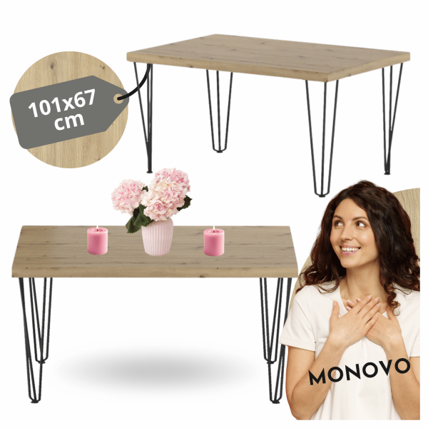 Stolik Kawowy Nowoczesny Ława Do Salonu 101x67 cm Loft Dąb Artisan Czarny UNO