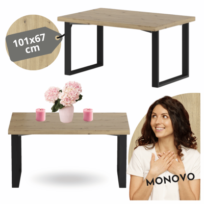Nowoczesna Ława Do Salonu Stolik Kawowy 101x67 cm Loft Dąb Artisan Czarny UNO