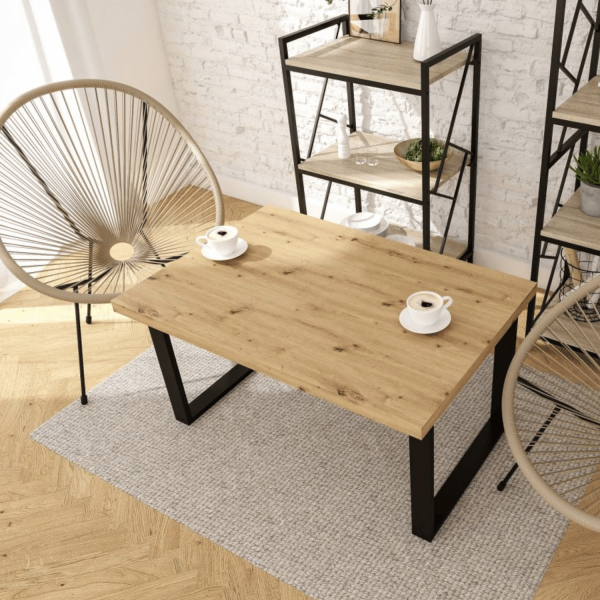 Nowoczesna Ława Do Salonu Stolik Kawowy 101x67 cm Loft Dąb Artisan Czarny UNO