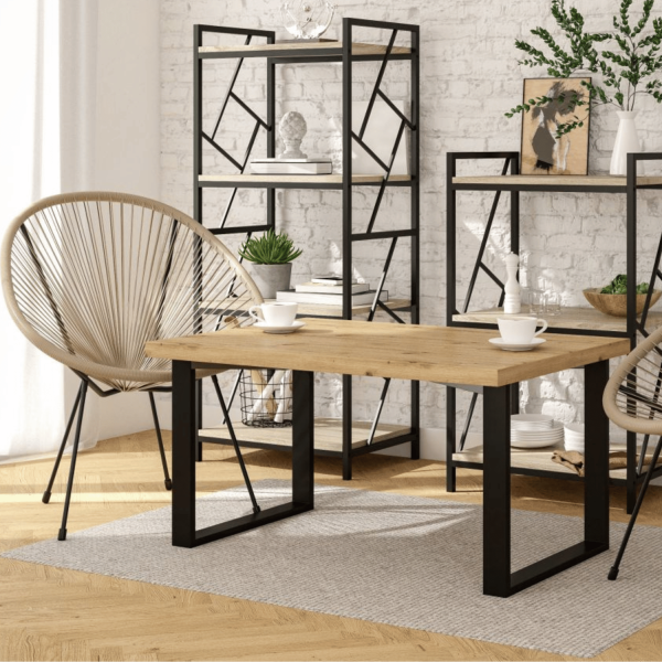 Nowoczesna Ława Do Salonu Stolik Kawowy 101x67 cm Loft Dąb Artisan Czarny UNO