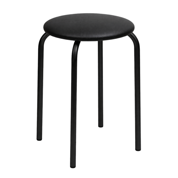 Nowoczesny Taboret Stołek Kuchenny Tapicerowany Metalowy Czarny Loft Skórzany NOLA