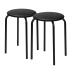 Nowoczesny Taboret Stołek Kuchenny Tapicerowany Metalowy Czarny Loft Skórzany NOLA