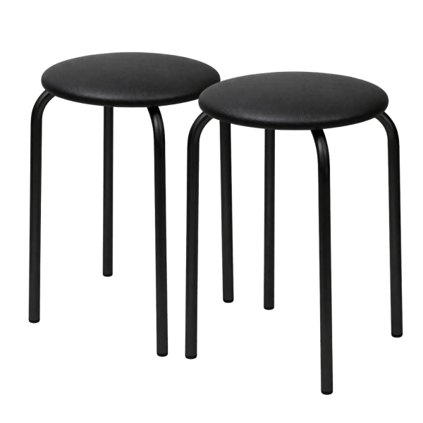 Nowoczesny Taboret Stołek Kuchenny Tapicerowany Metalowy Czarny Loft Skórzany NOLA