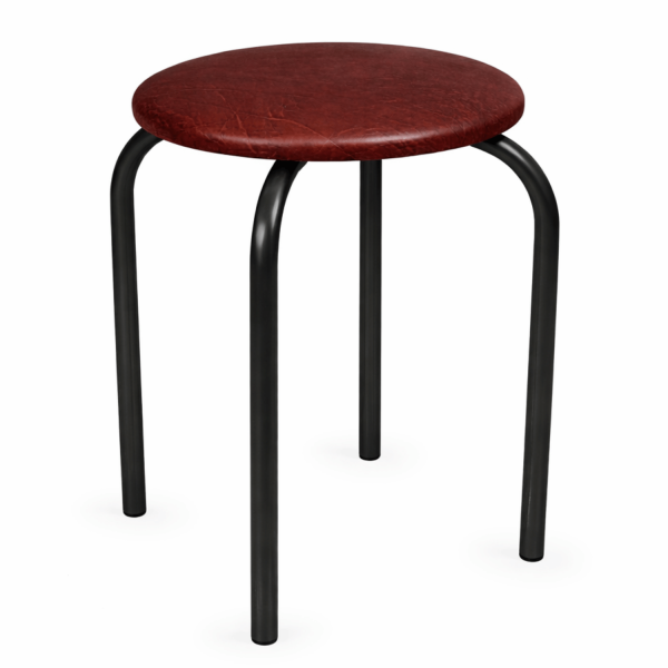 Nowoczesny Taboret Stołek Kuchenny Tapicerowany Metalowy Czarny Ciemny Brąz Loft Skórzany NOLA