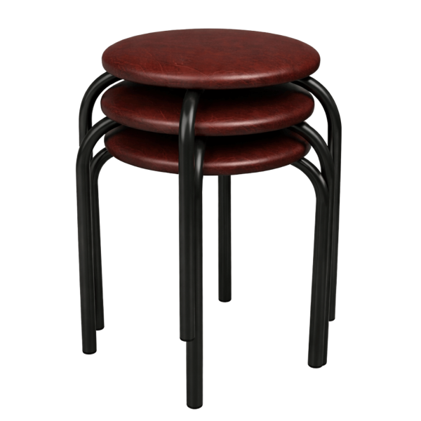 Nowoczesny Taboret Stołek Kuchenny Tapicerowany Metalowy Czarny Ciemny Brąz Loft Skórzany NOLA