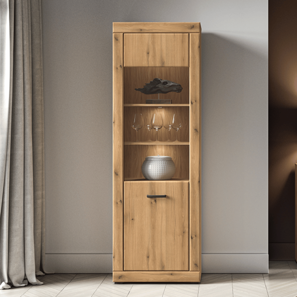 Nowoczesna Rustykalna Witryna do Salonu Jadalni Loft Vintage Dąb Evoke DORA 02