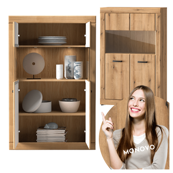 Nowoczesna Rustykalna Niska Witryna do Salonu Jadalni Vintage Loft Dąb Evoke DORA 03