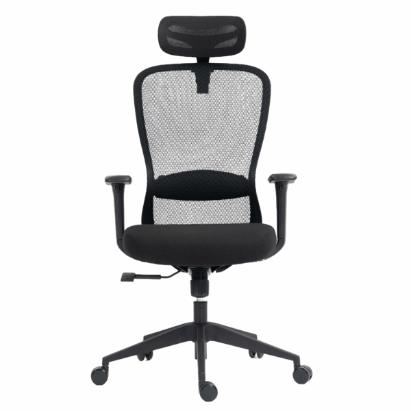 Biurowy Fotel Obrotowy Ergonomiczny Do Biurka Biura Pokoju z Atestem BHP Czarny Siatka FINO