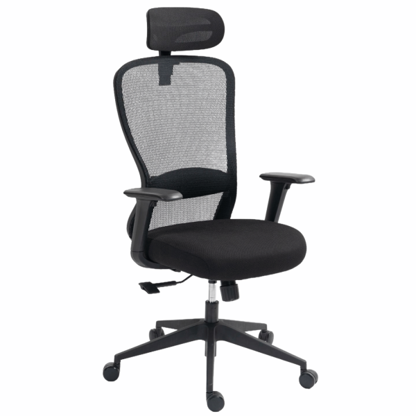 Biurowy Fotel Obrotowy Ergonomiczny Do Biurka Biura Pokoju z Atestem BHP Czarny Siatka FINO
