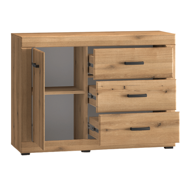 Nowoczesna Rustykalna Komoda Kompaktowa do Salonu Jadalni Sypialni Vintage Loft Dąb Evoke DORA 05